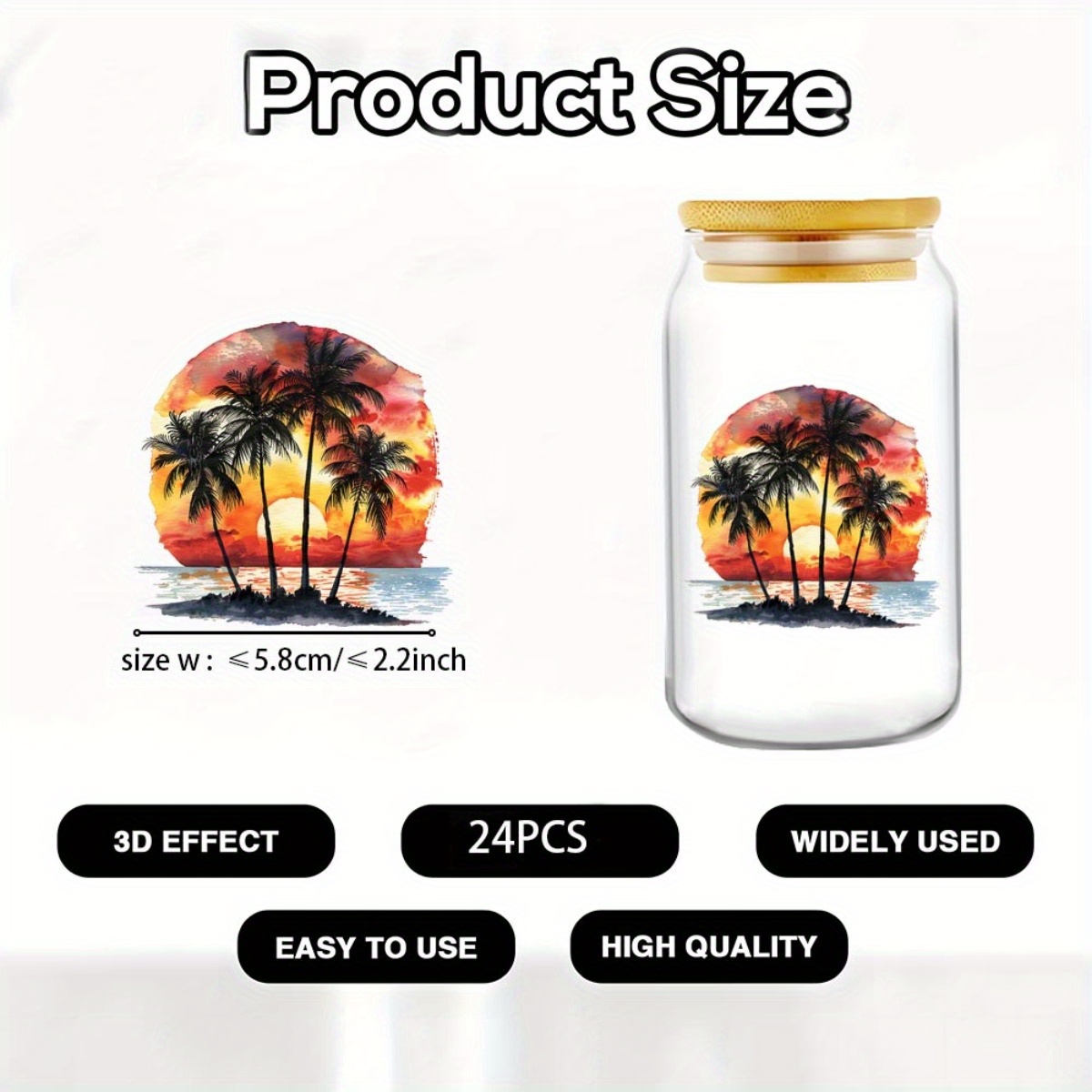 24개/세트 여름 열대 해변 DIY 유리병 랩 스티커  - Rdta Tank Glass 리뷰 및 가격